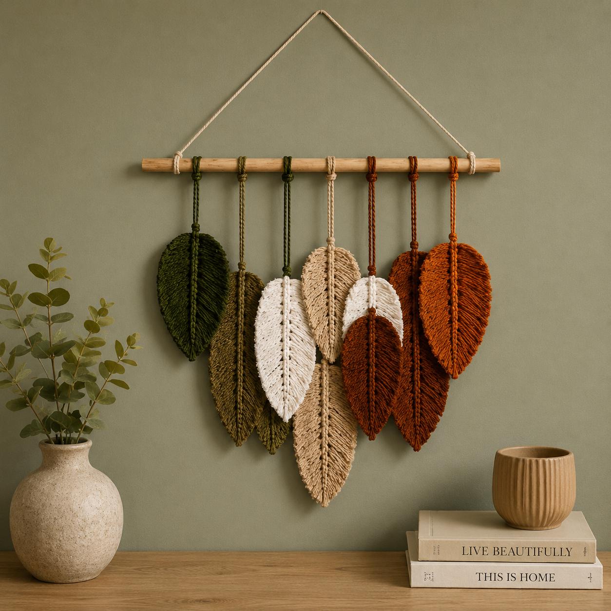Boho Crochet Leaf Wall Hanging