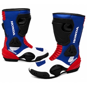 Honda CBR Style Motorrad-Rennstiefel Blau Rot Schutzschuhe