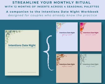 Intentions Date Night Monthly Inserts | Companion to the Couples Workbook | Seasonal Printable Pages