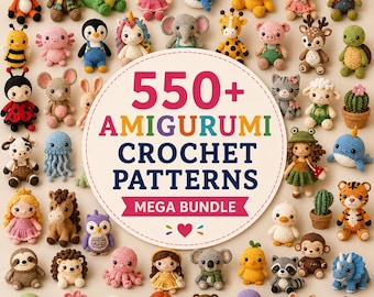 550+ Amigurumi Crochet Patterns Bundle, Plush Animals & Characters Dolls, Toys And More, Mini Angel, Huge Crochet Collection, PDF Download
