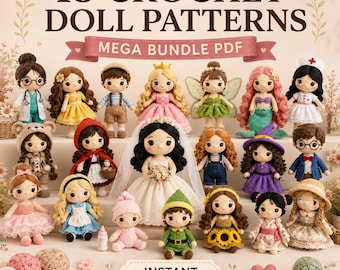 18 Crochet Doll Patterns Bundle PDF – Amigurumi Dolls, Easy Beginner Patterns, Instant Download
