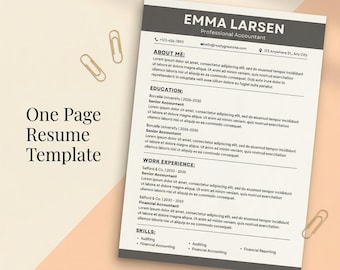 Resume Template Canva with Cover Letter, 1 Page Cv Template Canva + 1 page resume for Canva, Minimalist Resume Professional Cv with photo