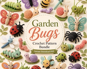 Garden Bugs Crochet Pattern Bundle – Amigurumi Insects (Bee, Butterfly, Ladybug, Caterpillar, Dragonfly) (PDF)