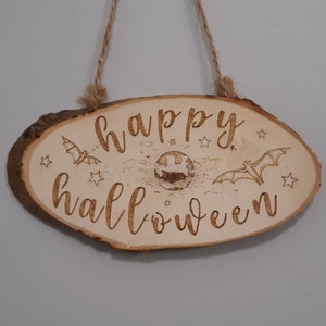 Happy Halloween Wood Burn Sign