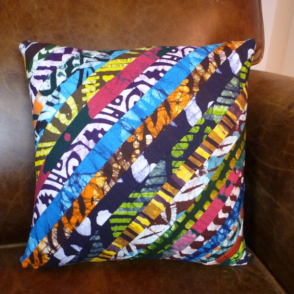Dutch Wax Decorative Throw Pillow Cover 12 x 12 - Ghanaian Printed Textiles