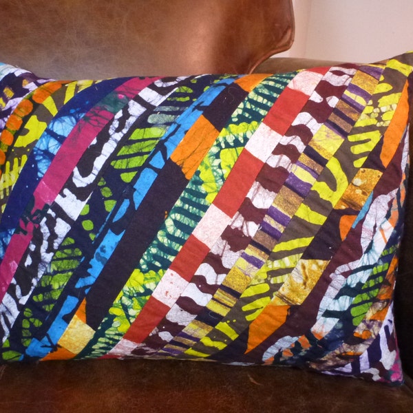 Ghanaian Print Decorative Throw Pillow Cover 12 x 16 - Authentic Wax Print Batik