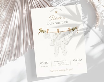 Baby Shower Invitation Template Canva, Baby Shower Invite, Printable Baby Shower Invitation, Digital Invitation Card, Instant Download