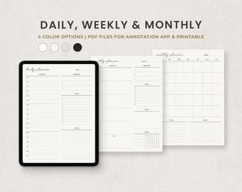 Monatsplaner Printable | Minimal tägliche Routine Checkliste | Produktionsplan PDF