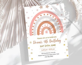 Birthday Invitation Template Canva Editable, Birthday Party Invitation, Printable Birthday Invite, Digital Birthday Card, Instant Download