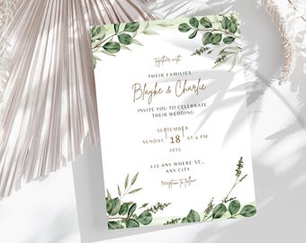 Wedding Invitation Template, Modern Wedding Invite, Printable Wedding Invitation, Digital Wedding Card, Instant Download, Minimalist Invite