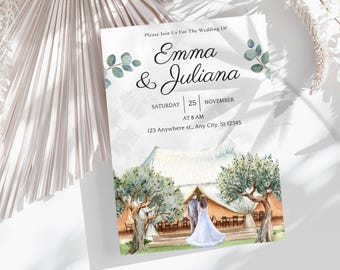 Wedding Invitation Template, Modern Wedding Invite, Printable Wedding Invitation, Digital Wedding Card, Instant Download, Minimalist Invite