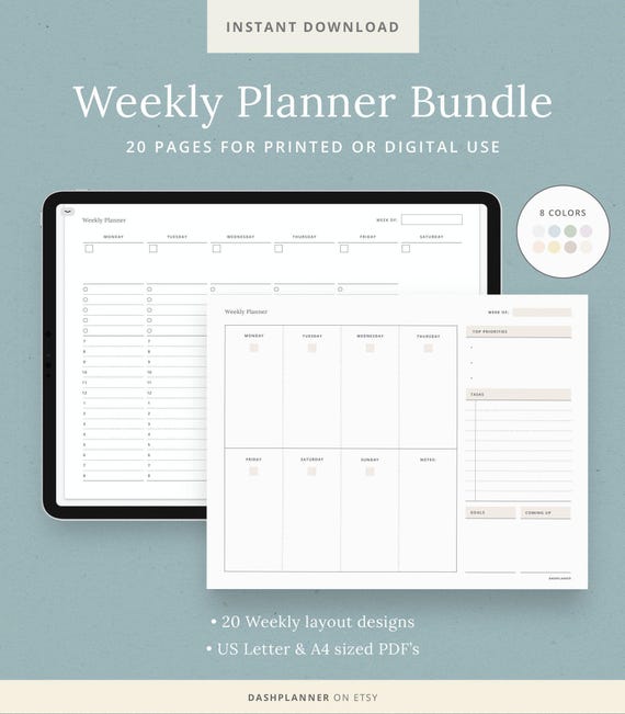 Minimal Planner Bundle Printable | 9-in-1 Digital Download for Daily Management | Minimal Planner Bundle Printable | Versatile Home planner
