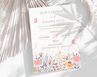 Wedding Invitation Template, Modern Wedding Invite, Printable Wedding Invitation, Digital Wedding Card, Instant Download, Minimalist Invite