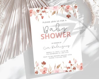 Baby Shower Invitation Template Canva, Baby Shower Invite, Printable Baby Shower Invitation, Digital Invitation Card, Instant Download