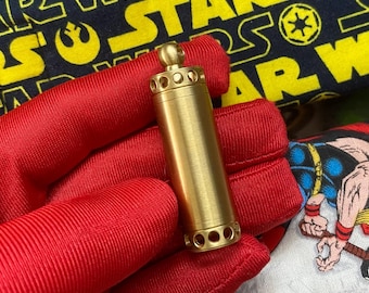 KING CROWN Custom Capsule Pill Holder Pocket Stash Waterproof Storage Everyday Carry Gear BRASS Heavy Duty (Small)