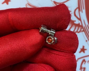 TITANIUM Thumb Stud Knife Supply Custom Knife Making Knife Hardware Custom Knife Parts (3/6 Pack) Crystal Inlay ORANGE