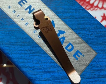 Benchmade SLIM TITANIUM Pocket Clip Deep Carry Anodized BRONZE Custom Benchmade Knives Bugout, Osborne, Bailout, Freek + Many More
