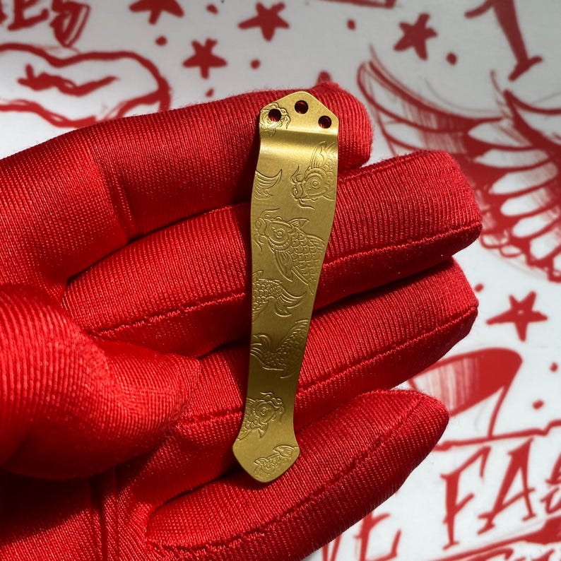 Zero Tolerance Pocket Clip TITANIUM COY Custom Knife Upgrade Replacement Pocket Clip ZT Models Listed Below Anodized Gold image 1