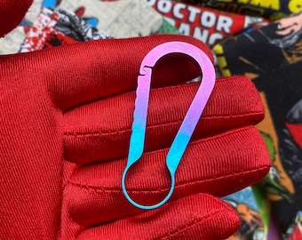 Keychain Carabiner Anodized Titanium Push Closure Outdoor Adventure Gear Camping Buckle Tool Travel Keychain Gear (60mm)