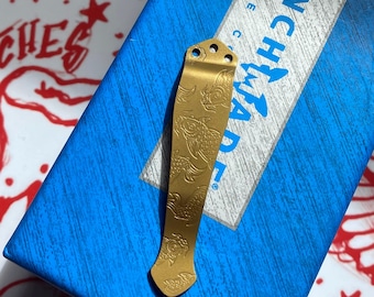 ETCHED COY Pocket Clip For Benchmade Knives Benchmade Knife Models Listed Anodized GOLD Custom Benchmade Knives