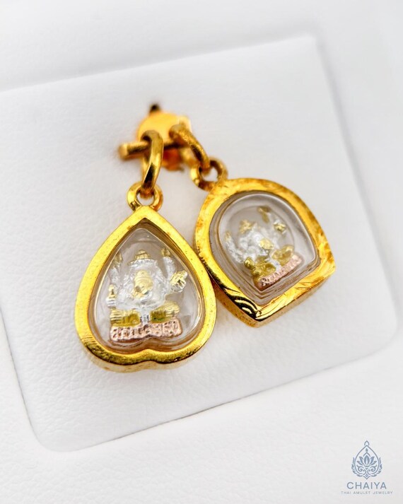 The Ganesha Amulet Tiny Pendant. symbolizing wisdom, success, and the removal of obstacles: Thai-Hindu Talisman