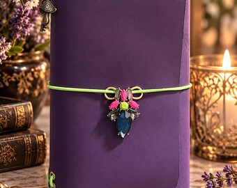 Pocket Sized "Enchanted Amethyst" Leather Journal