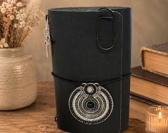 Pocket Sized "Noir Eclipse" leather journal