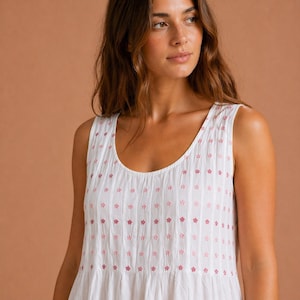 Pink Lizzie Besticktes Baumwolle Nachthemd Viktorianischer Stil