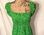 Vintage Green Floral Swirl Maxi Dress