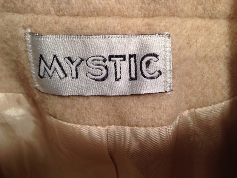 Vintage Unisex Tan Wool Coat with Scarf By Mystic Size 14 SALE