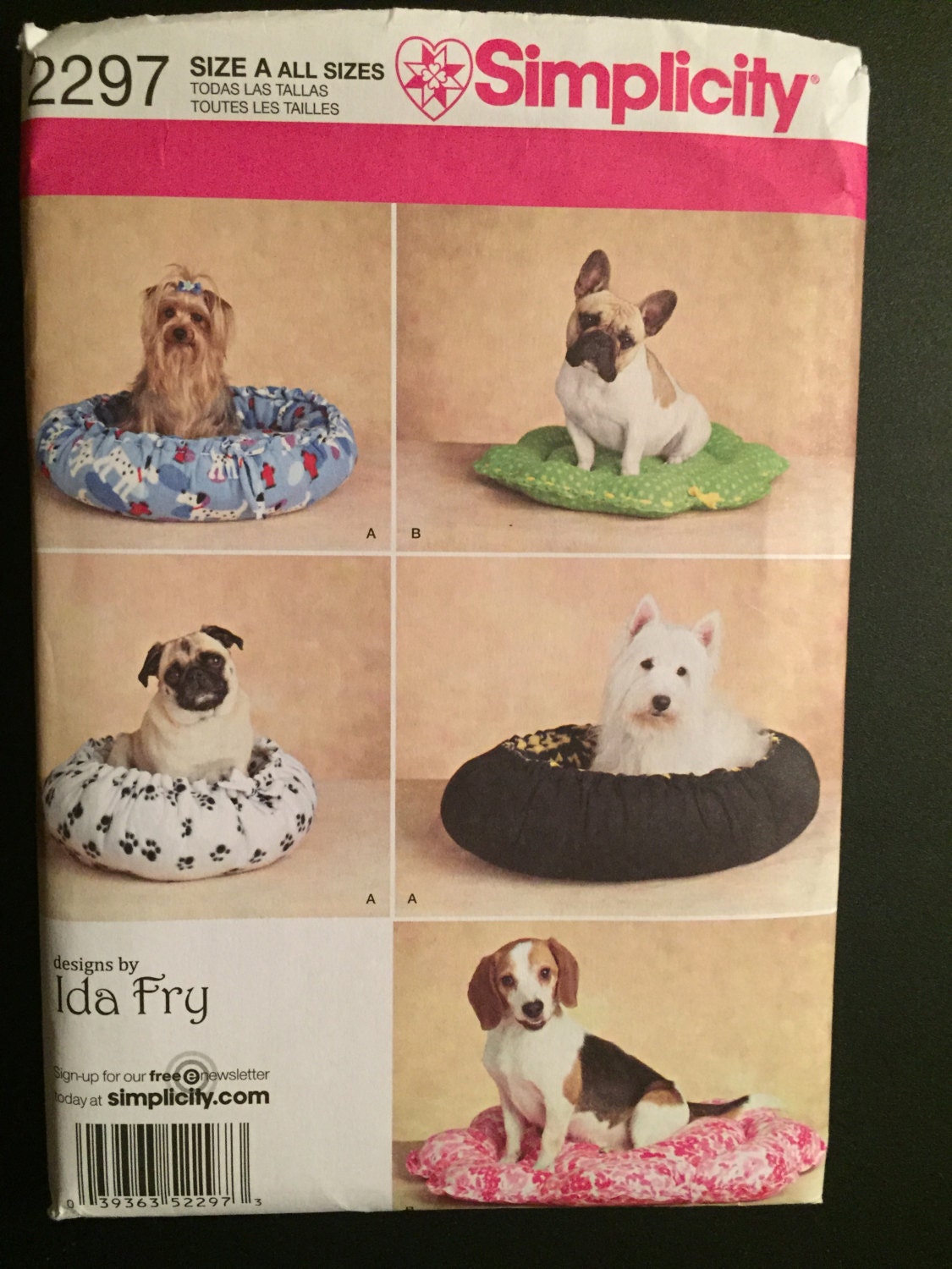 Simplicity Sewing Pattern 2297 Dog Beds in Two Styles Size Etsy