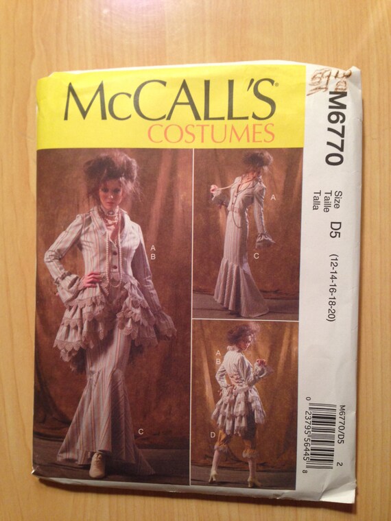 McCall's 6770 Sewing Pattern Misses Costume Jacket, Bustle/Capelet, Skirt and Pants Size 12-20