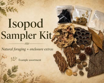 Isopod Sampler Pack | Bioactive Enclosure Botanicals, Food, Calcium, Leaf Litter, Bark