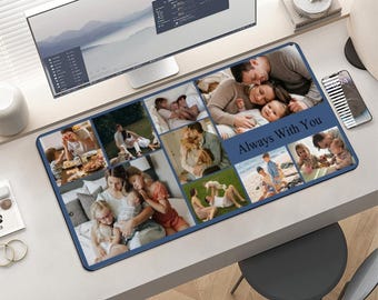 Tappetino da scrivania personalizzato con collage di foto, blocco per foto di famiglia personalizzato, regalo per chi lavora da casa