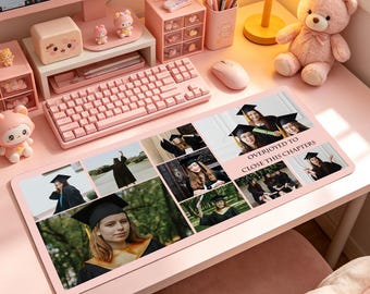 Tapete de rato personalizado com colagem de fotos de formatura, tapete de mesa personalizado com retrato do formando, tapete de escritório da turma de 2026, lembrança única para o formando.