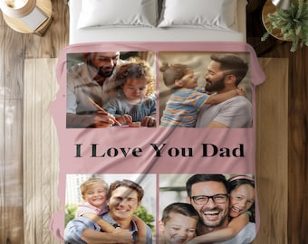 Personalisierte Decke für den Vatertag mit Fotos, Decke für Papa und Familie, einzigartiges Geburtstagsgeschenk für Ihn