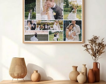 Custom Photo Collage Jigsaw Puzzle, Personalized Wedding Keepsake, Family Memory Gifts