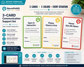 Kommunikationskarten-Set | Hilfsmittel für Menschen mit Autismus, ADHS und Neurodiversität (Canva-Vorlage)