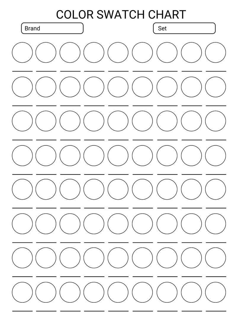 72 Colors Color Swatch Chart Printable PDF, Marker Swatch Sheet ...