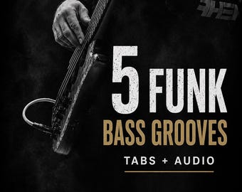 5 Funk Bass Grooves Tabs + Audio for Beginners (PDF+Audio Download)
