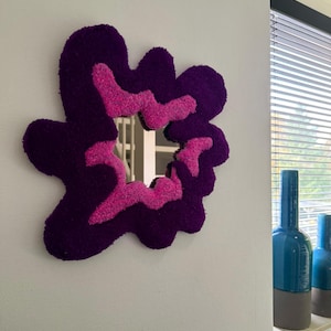 Jelly Tufted Mirror | Handmade Blob Mirror | Funky Wall Decor | Abstract Fiber Art Mirror | Y2K Home Decor | Statement Mirror