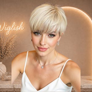 8-calowa platynowa blond peruka z krótkim cięciem pixie