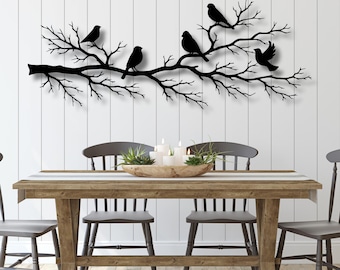 Art mural en métal oiseaux sur une branche, décoration de jardin pour les amoureux des oiseaux