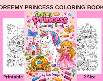 Dreamy Princess Coloring Book for Girls Ages 5-7 – Printable Unicorn Castle Pages (Digital Download)