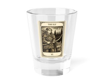 Vaso de chupito con ilustración del Tarot "El Elfo" / 42,5 g