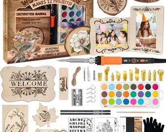 81pc Wood Burning Kit – Adjustable Temperature Pyrography Tool, Painting Set