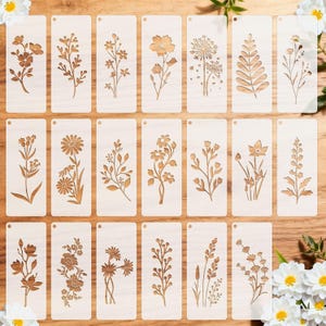 20 plantillas reutilizables de hojas florales, plantillas para pintar letreros de madera, manualidades para decoración de paredes.