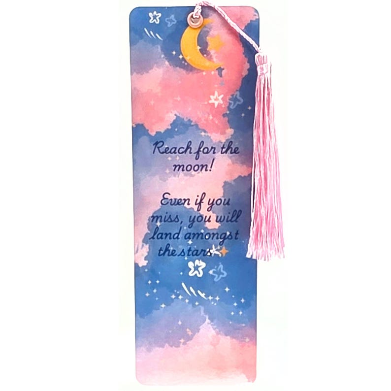 Celestial Moon & Stars Bookmark | Watercolor Clouds, Inspirational ...