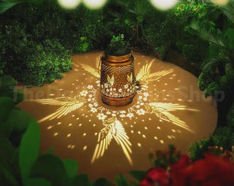 Hummingbird Solar Lantern Outdoor Light, Metal Cutout Garden Lantern, Hanging Solar Patio Decor, Waterproof Yard Light Gift for Garden Lover