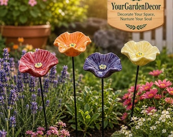 Ceramic Bee Watering Station Stakes, Handmade Pollinator Garden Decor, Butterfly Water Feeder, Flower Garden Art Gift, Watering Station Bird